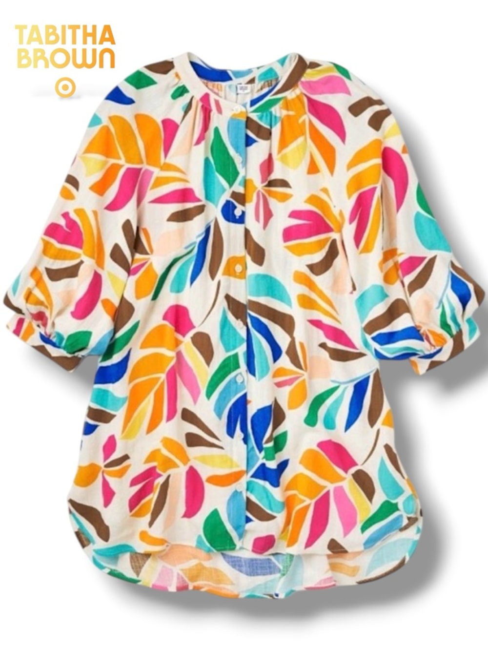 Tabitha Brown x Target Coverup Shirt Dress  Colorful Resort Wear | Sz L | NWT
